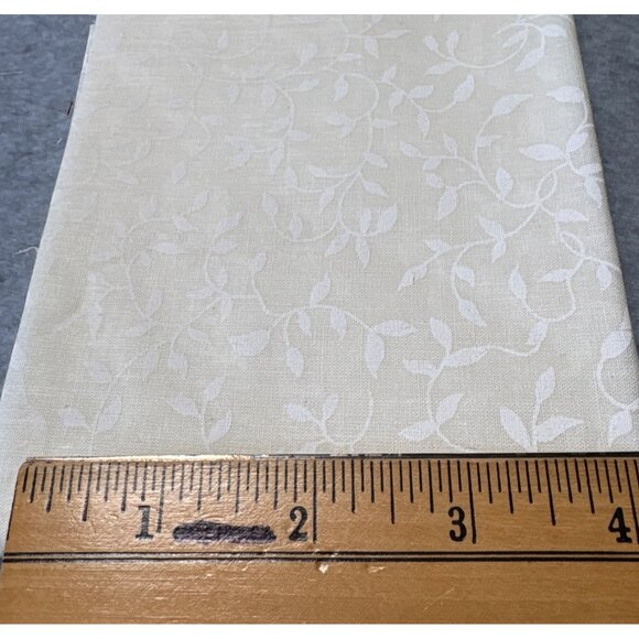 Ivory Cotton Fat Quarter Fabric 18x22" with Subtle Leaf Pattern for Quilting Cra - Picture 2 of 5